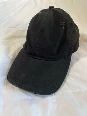 Black Distressed Baseball Cap